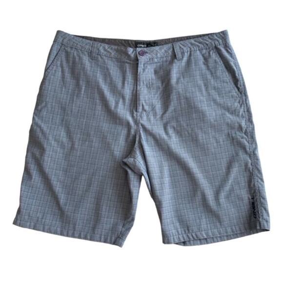 O'Neill Gray Plaid Flat Front Shorts - Size 40 - Picture 1 of 6